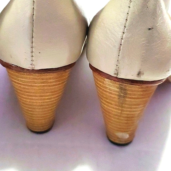 Studio F Boho Chic Cream Leather Ruched Heeled Boots Made in Colombia 8 - Picture 3 of 13